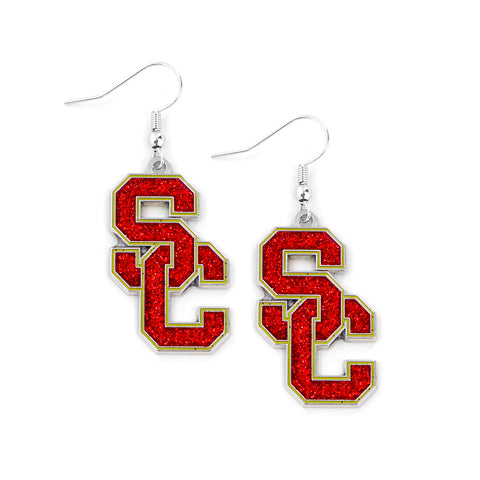 USC Trojans Glitter Logo Earrings - NCAA