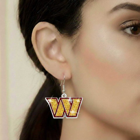 Washington Commanders Glitter Logo Earrings - NFL