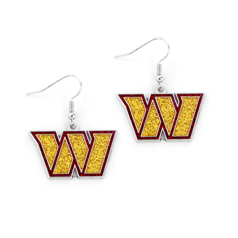 Washington Commanders Glitter Logo Earrings - NFL