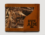 Texas A&M Aggies Bifold Realtree Max-5 Camo & Leather Wallet - NCAA