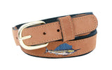 Zep-Pro Men's Embroidered Sailfish Leather Belt - Navy