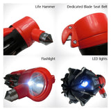 12-In-1 Car Escape Multi-Tool w/ Seatbelt Cutter, Safety Hammer, Flashlights and Screwdriver Set