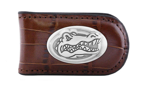 Florida Gators Crocodile Leather Magnet Concho Money Clip  - NCAA