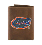 Florida Gators Crazy Horse Leather Trifold Embroidered Wallet - NCAA