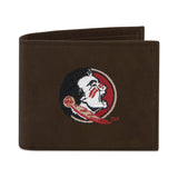 Florida State Seminoles Crazy Horse Leather Bifold Embroidered Wallet - NCAA