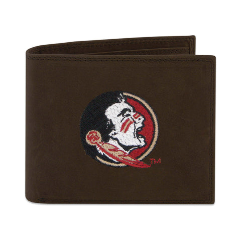 Florida State Seminoles Crazyhorse Leather Bifold Embroidered Wallet - NCAA