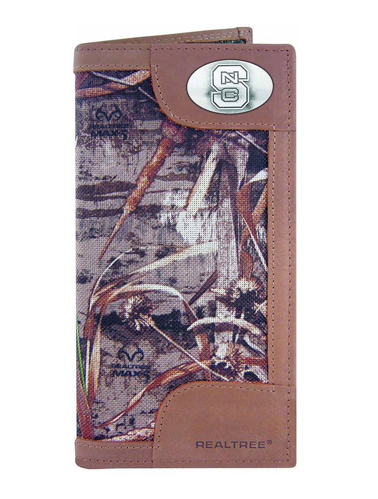 NC State Wolfpack Realtree Max-5 Camo & Leather Roper Wallet w/ Concho - NCAA