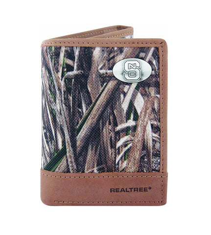 NC State Wolfpack Trifold Realtree Max-5 Camo & Leather Wallet - NCAA