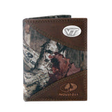 Virginia Tech Hokies Mossy Oak Camo & Leather Trifold Wallet - NCAA