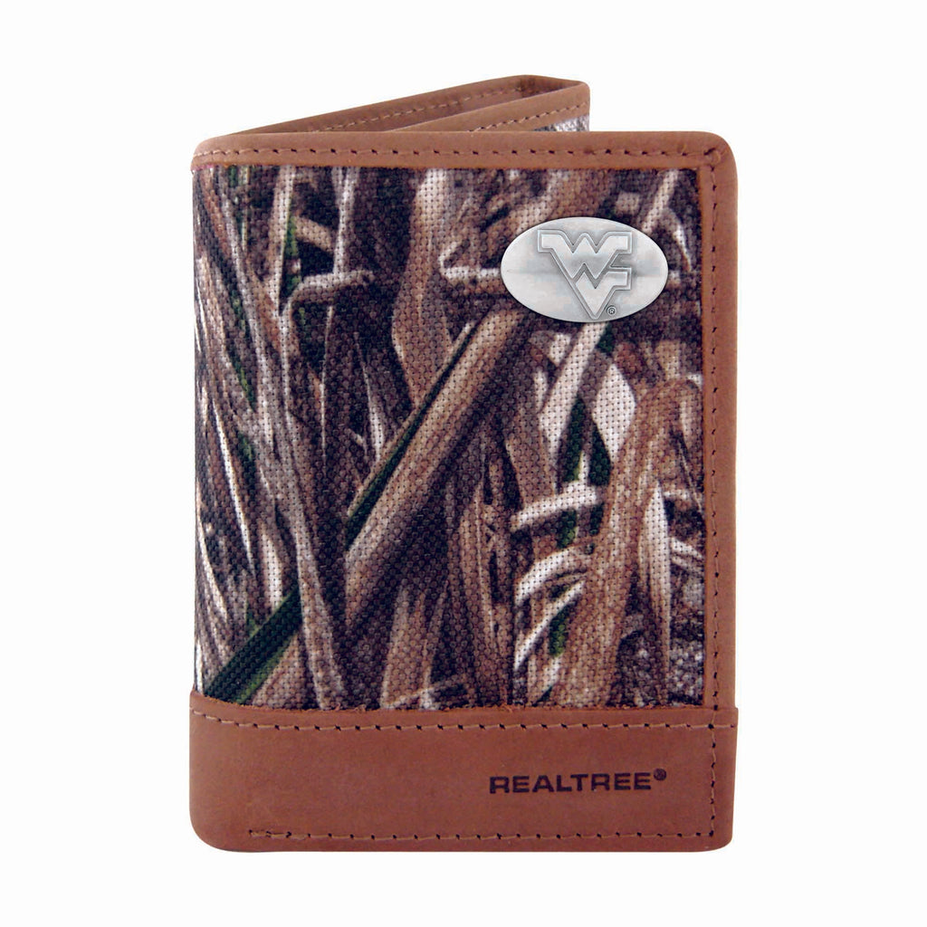 West Virginia Mountaineers Trifold Realtree Max-5 Camo & Leather Concho Wallet - NCAA