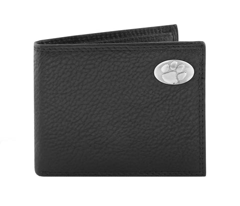 Clemson Tigers Pebble Grain Leather Bifold Concho Wallet - NCAA