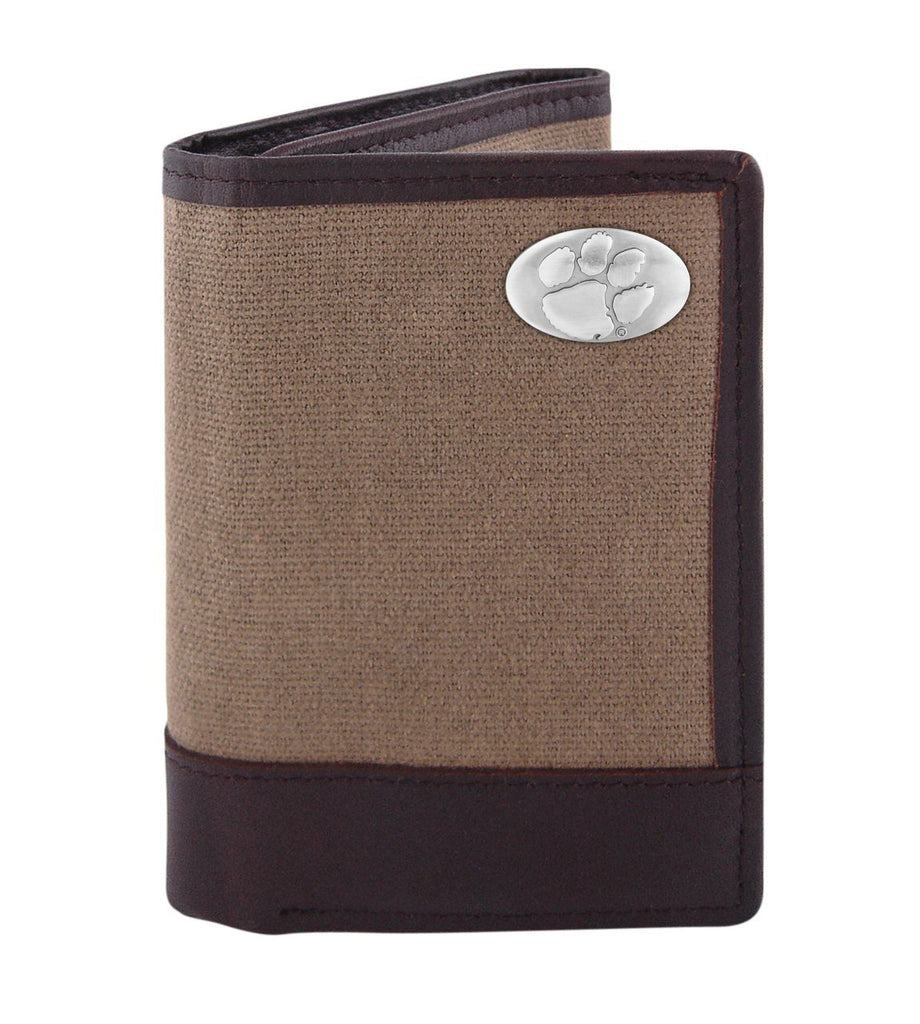 Clemson Tigers Waxed Canvas Trifold Concho Wallet - NCAA