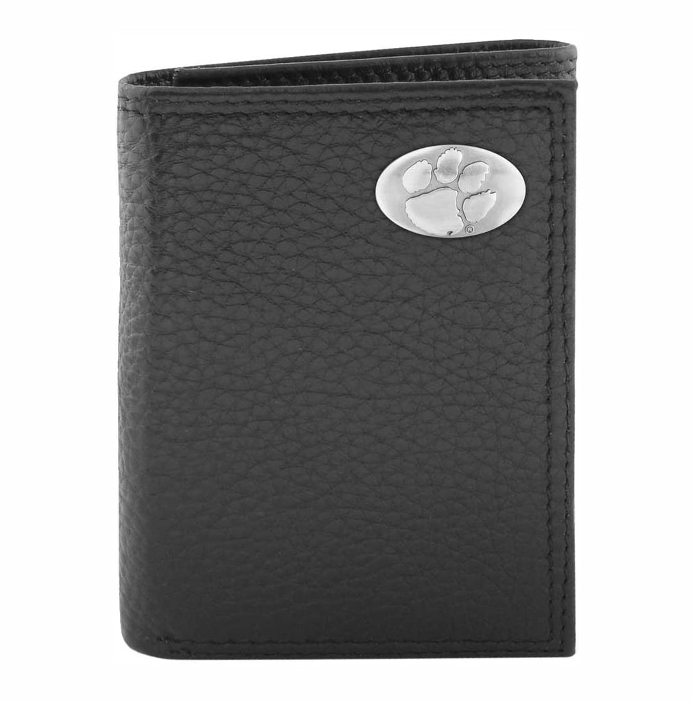 Clemson Tigers Pebble Grain Leather Trifold Concho Wallet - NCAA