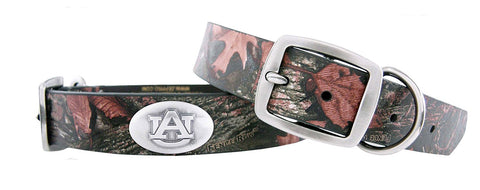 Auburn Tigers Fence Row Camouflage Leather Concho Dog Collar - NCAA