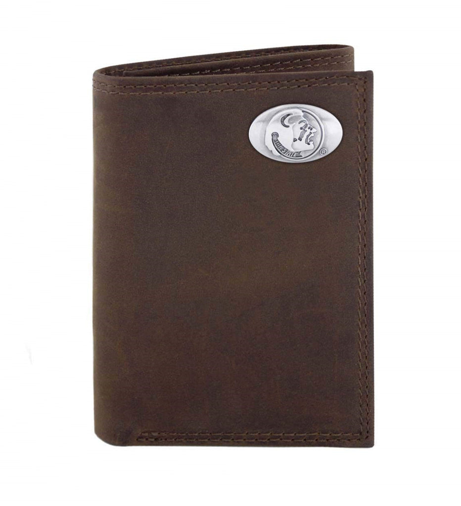 Florida State Seminoles Crazy Horse Leather Trifold Concho Wallet - NCAA