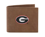 Georgia Bulldogs Crazyhorse Leather Bifold Embroidered Wallet - NCAA