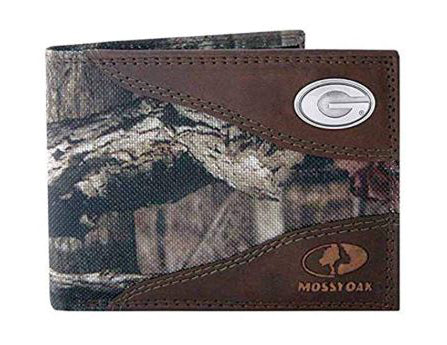 Georgia Bulldogs Mossy Oak Nylon and Leather Bifold Concho Wallet - NCAA