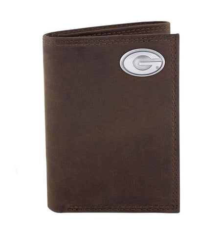 Georgia Bulldogs Crazyhorse Leather Trifold Concho Wallet - NCAA