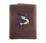 Zep-Pro Action Marlin Crazy Horse Embroidered Leather Trifold Wallet