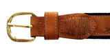 Zep-Pro Men's Embroidered Sailfish Leather Belt - Navy