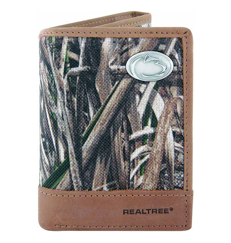 Penn State Nittany Lions Trifold Realtree Max-5 Camo & Leather Wallet - NCAA