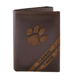 Clemson Tigers Debossed Leather Trifold Wallet - NCAA