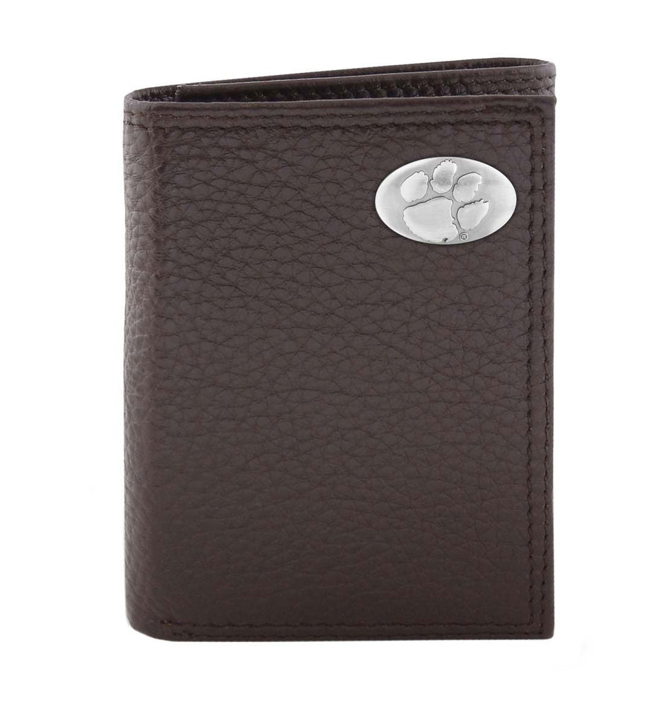 Clemson Tigers Pebble Grain Leather Trifold Concho Wallet - NCAA